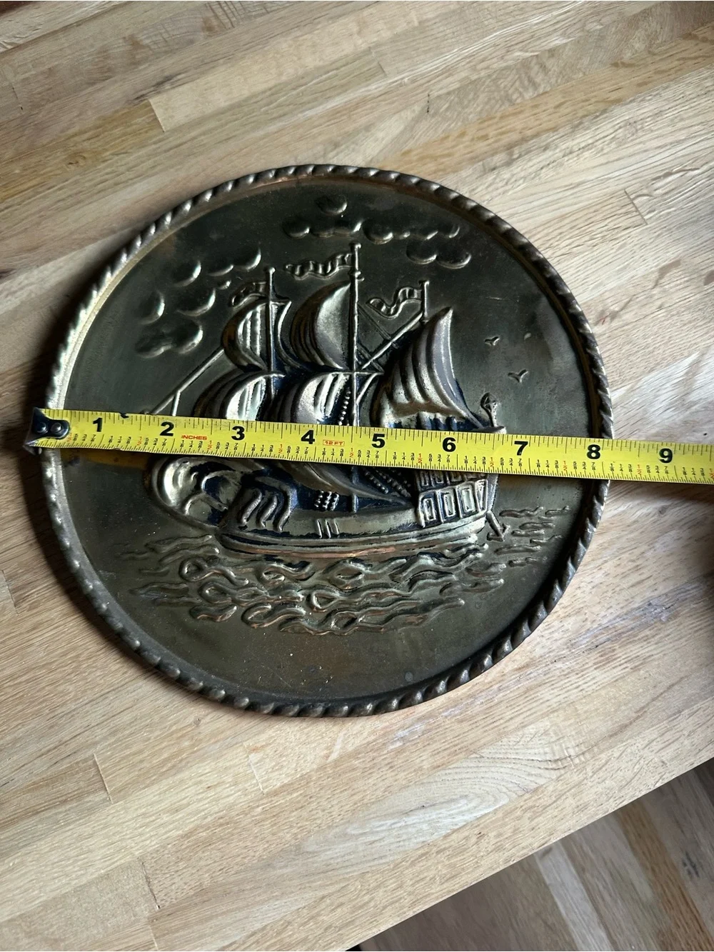 Brass-Tone Nautical Ship Wall Plaque - Home Wall Decor